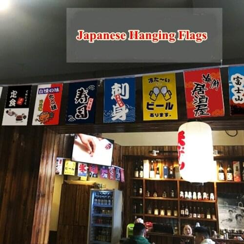 Free shipping 20pcs/ set 5m Japanese hanging string flag sushi resturant small flags izayaka decoration flag small banners