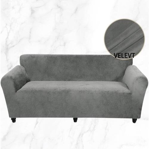 Velvet sofa cover thick plush elastic sofa cover pure cotton solid color modular sofa cover elastic living room sofa cover