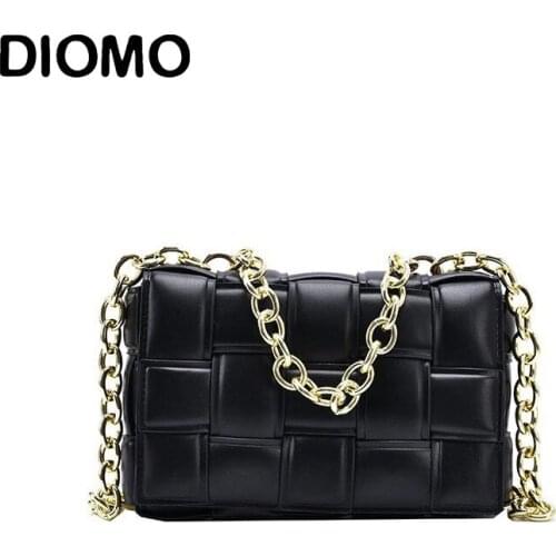 DIOMO Woven Women Crossbody Bag Ladies High Quality Thick Chain Flap Shoulder Messenger Bags Female Purse and Handbags