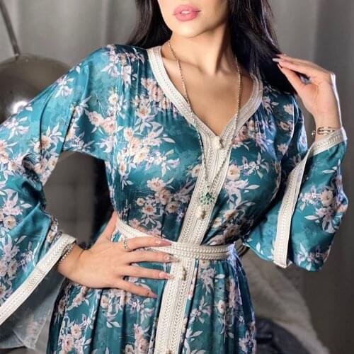 Eid Mubarak Muslim Women Abaya Dress Kimono Dubai Malaysia Turkish African Print Boubou Ladies Caftan Marocain Robe Djellaba