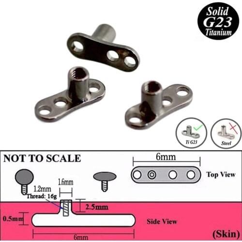 HONGTU 1PC G23 Titanium Micro Dermal Piercings Micro Dermal Anchor Base Fashion Surface Piercing Implants Sexy Body Jewelry 14G