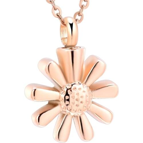 IJD5906 Stainless Steel Cute Sunflower Cremation Pendant Keepsake Necklace Ashes Holder Urn Funeral Memorial Jewelry for Women