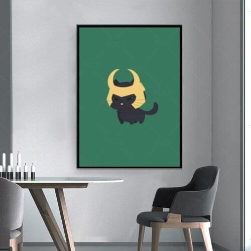 Cat Loki Painting Print on Canvas Wall Art Modern Bathroom Bedroom Decoration Canvas Art