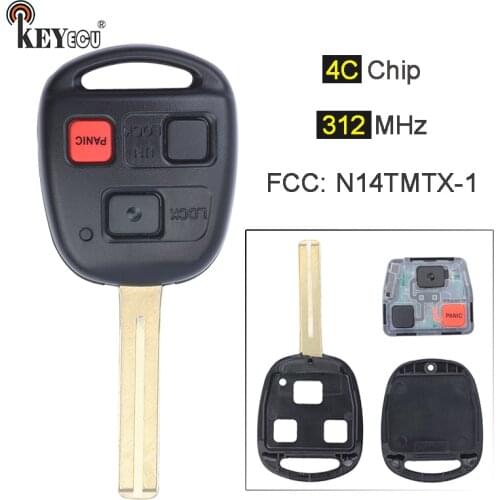 KEYECU 312MHz 4C Chip FCC: N14TMTX-1 Replacement 3 Button Keyless Remote Car Key Fob for Lexus RX300 1999-2003