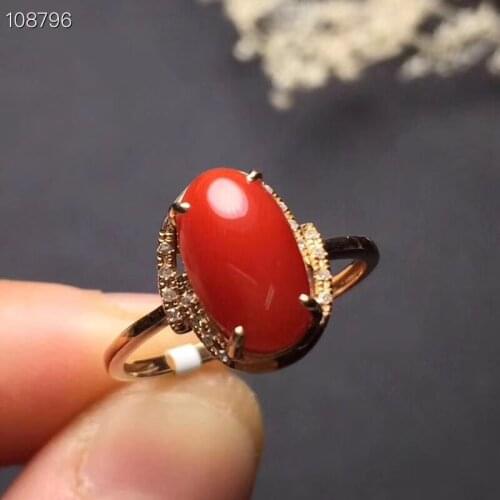 KJJEAXCMY Fine Jewelry 925 Sterling Silver Inlaid Natural Red Coral Rings Support DetecTion