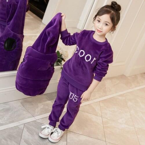 Girls Clothing Sets Baby Girls Clothes Winter Kids Cartoon Letter Hoodies Jacket Vest Pants Thick 3pcs Siut Children Chlothing