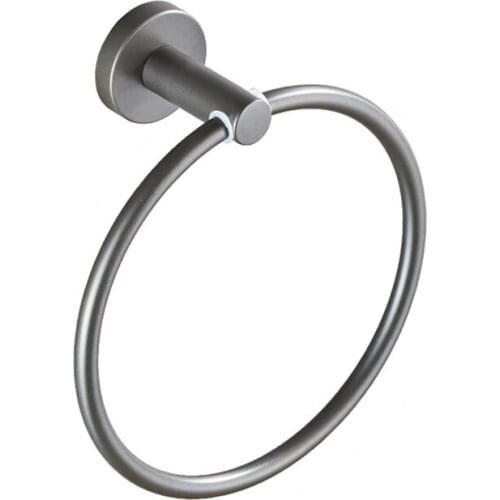 Brass Gray Wall-mounted Towel Rack Towel Rack Bathroom Accessories Towel Ring Round 18CM