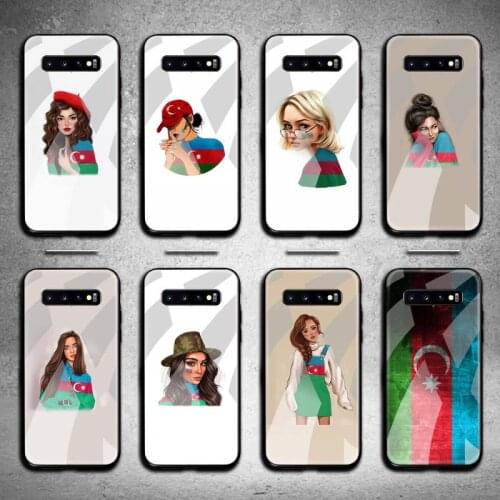 Azerbaijan buta flag fashion girl Phone Case Tempered Glass For Samsung S20 Plus S7 S8 S9 S10 Note 8 9 10 Plus