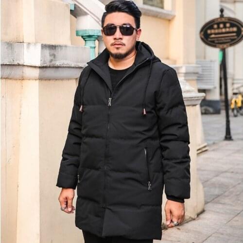 Large size mens down jacket to increase oversized long thick youth hooded fashion black male winter 8XL 7XL 6XL 5XL