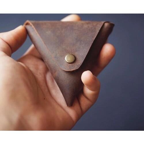 Genuine Leather Men Wallet 2021 Hot Small Holder Male Wallet Pocket Triangle Leather Coin Purse Retro High Quality Atleather