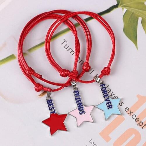 3 Piece Set Best Friend Bracelet Women Red Rope Bff Friendship Alloy Pendant 2020 NewFashion Jewelry Gift