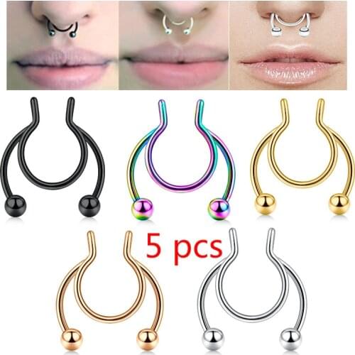 Zircon Imitation Septum Perforated Nose Ring Nose Ring for Girls and Mens Artificial Body Clip Ring Without Piercing Jewelry