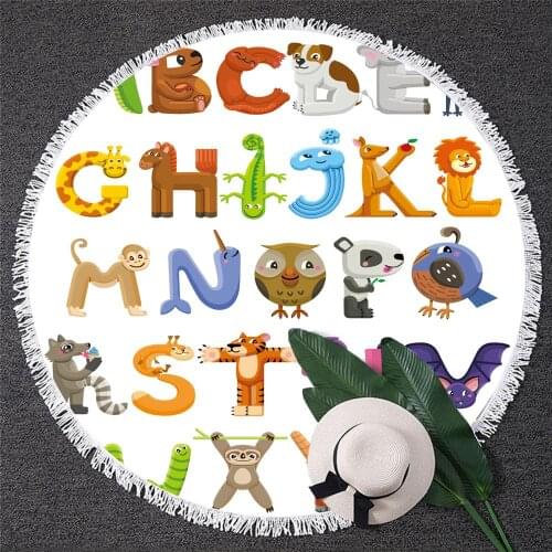 3D cat printed beach towel animal word tablecloth decoration summer comfortable beach towel outdoor towel round beach towel