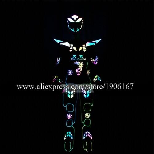 Programmable Led Full Color Robot Armor Suit Led Luminous Cyborg Warrior TV Show Costume Led Light Up Stage Performance Clothes