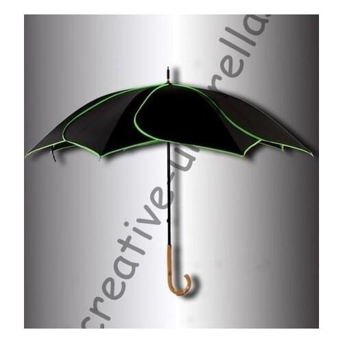 Manual Lotus leaf umbrellas,100%sunscreen,formosa,black coating,long parasol,UV protecting,rotate fluorescent green piping
