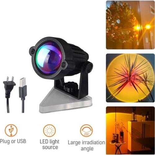 10pcs LED Sunset Effect Light LED Yellow Projection Light USB EU Plug Home Background Atmosphere Light Picture Lamp Dusk Light