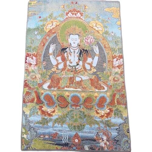 Tibet, Nepal, Thangka portrait, brocade painting, silk religious figure, Thangka embroidery mural 3