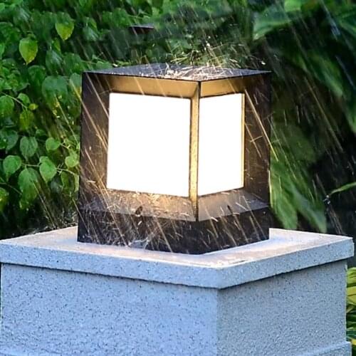 Thrisdar E27 Outdoor Pillar Post Lamp Waterproof Deck Post Pillar Light Villa Pathway Fence Lamp Landscape Courtyard Lawn Lamps