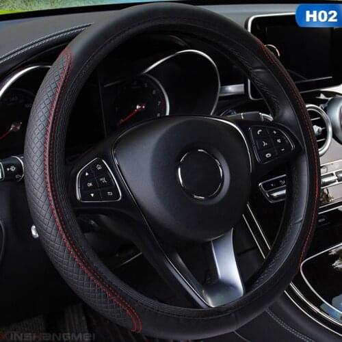 Universal Car Steering Wheel Cover Auto Steering- wheel Cover Anti-Slip Embossing Microfiber Leather Car-styling