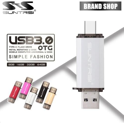 SunTrsi OTG 3.0 USB Flash Drive Type C Pen Drive 256GB 128GB 64GB 32GB 16GB USB Stick 3.0 Pendrive for Type-C Device