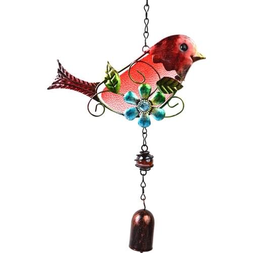 Retro Stained Glass Bird Wind Chimes Outdoor Decor Metal Suncatcher Doorbell For Window Home Office Yard Patio Lawn Ornaments