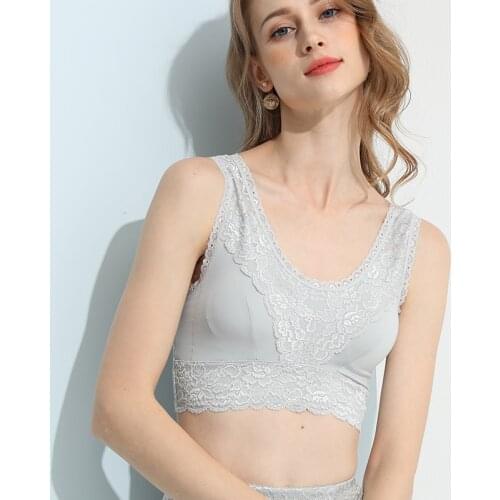 Womens 100% Real Silk Lining with Lace Wireless Bralette Bra Removable Pads Mini Cami Half Cami 3085