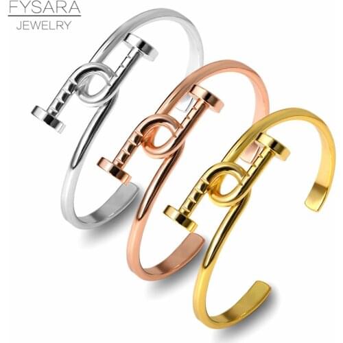 FYSARA Luxury Simple Knot Nail Cuff Bracelet Rose Gold Bracelets Adjustable Open Love Bangles for Women Men Classic Wedding Gift