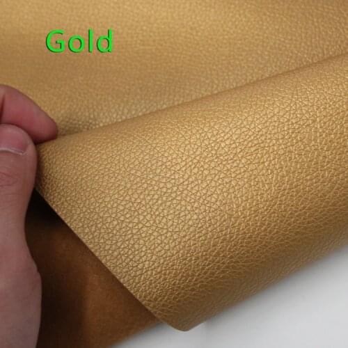 Gold Small Lychee Pu Leather Faux Leather Fabric Pu Artificial leather Upholstery Leather Sold By The Yard Free Shipping