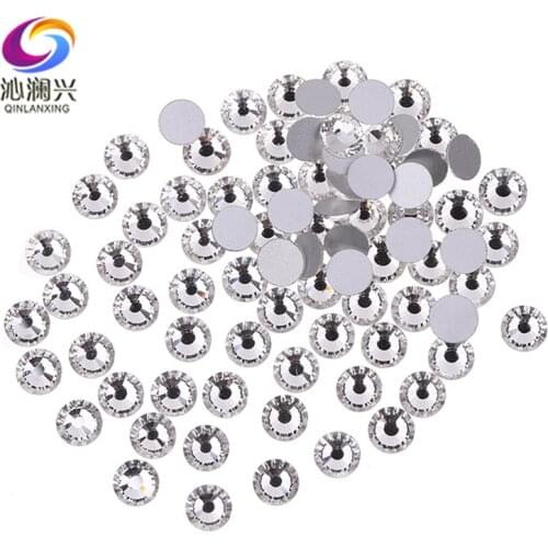 SS3-SS10 1440pcs/lot White Top-level Non HotFix flatback glass Crystal clear 3D Nail Art Rhinestone diy Decorations MPBS