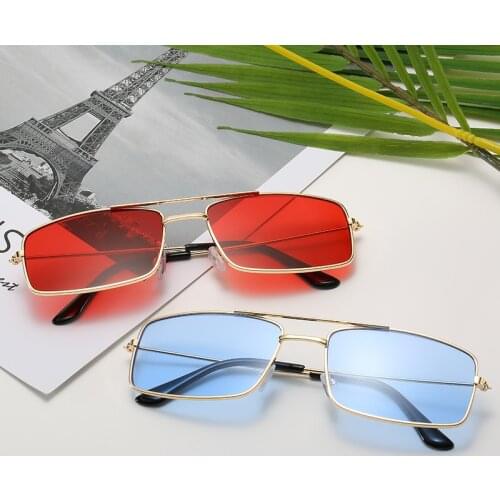 2020 Fashion Vintage Small Square Sun Glasses for Men Women Metal Frame Driving Sunglasses UV400 Pink Mirror Gradient Goggle