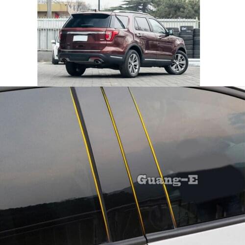 Car PC Material Pillar Post Cover Door Trim Window Piano Black Molding Sticker Plate Parts For Ford Explorer 2011 2012-2018