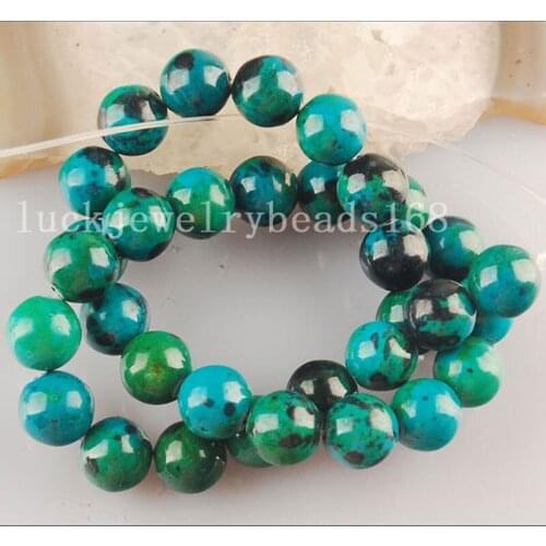 Free shipping Women Fashion Jewelry 4mm 6mm 8mm 10mm 12mm 14mm Green Azurite Round Loose Beads 15.5" FG6250