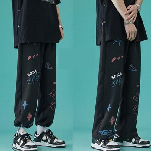 Woman Pants Summer Korean Fashion Loose Straight Casual Hip Hop Sports Pants Graffiti Drawstring Feet traf y2k urban Trousers