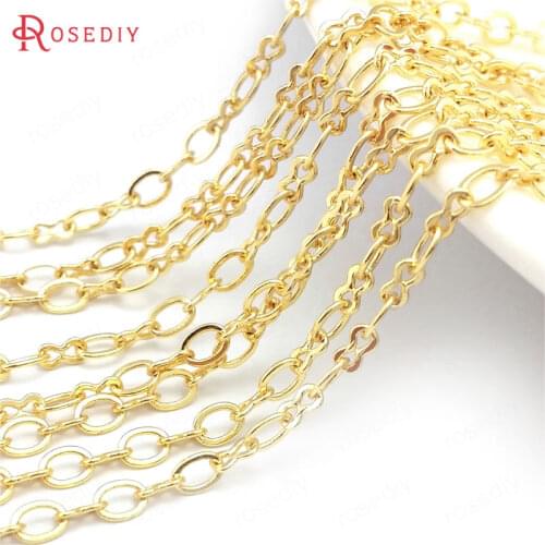 2 Meters 24K Gold Color Brass Long Oval Shape Necklace Chains Bracelets Jewelry Chains Making Supplies Diy Findings Accessories