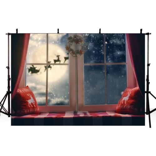 Winter Christmas Window Santa Claus Baby Party Photography Background Customized Photographic Backdrop For Photo Studio