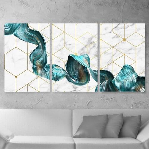 Geometric Pattern Green Ribbon Poster Canvas Print Painting Wall Art Living Room Home Decoration