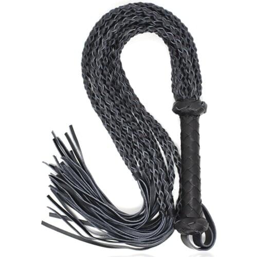 Genuine Leather Hand Made Horsewhip,Real Cowhide Horse Riding Whip with Leather Handle Training Tool