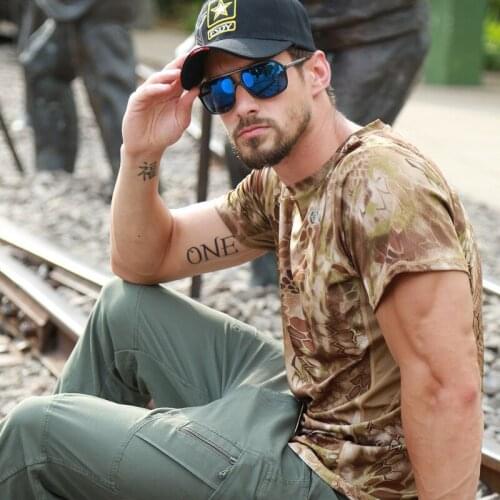 Camouflage Mens Running T-shirt Quick-drying Compression Sports T-shirt Fitness Gym Running Shirt Football Shirt Sportswear