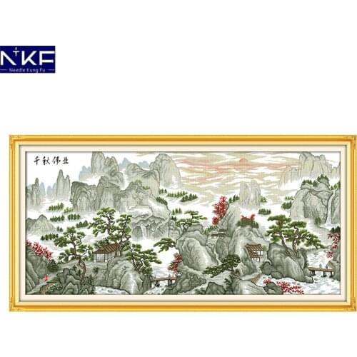 NKF Great Achievement Chinese Cross Stitch Pattern DIY Needlework Embroidery Scenery Cross Stitch for Home Decor