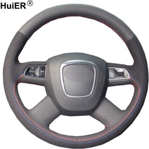 Car Steering Wheel Cover DIY Volant Leather Suede For Audi A3 A4 (B8) A6 (C6) A8 A8 L Q5 Q7 2007-2009 2010 2011 S8 2008-2009