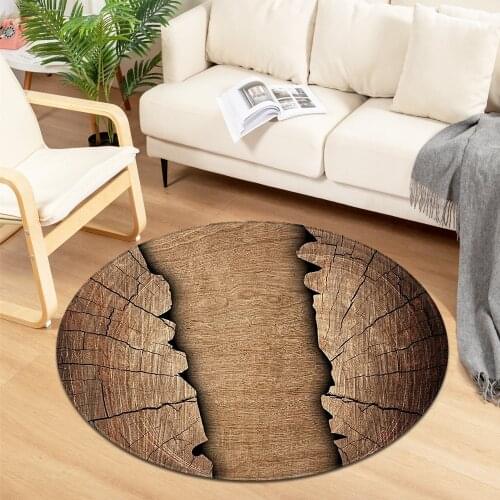 Wood Grain Pattern Round Carpet Living Room Bedroom Computer Chair Hanging Basket Decoration Rugs Home Bath Childrens Floor Mat