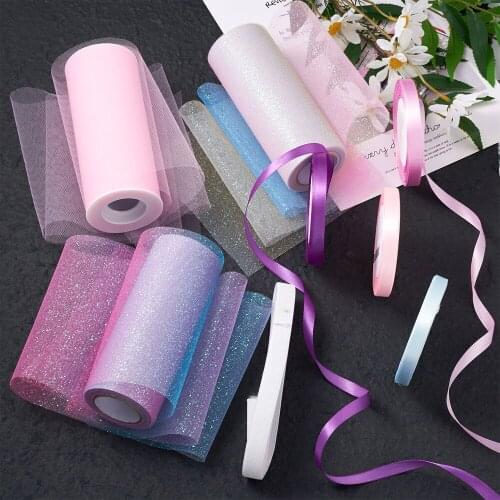Metallic Glitter Netting Fabric Ribbons Polyester Ribbon for DIY Crafts Sewing Fabric Party Wedding Gift Wrap