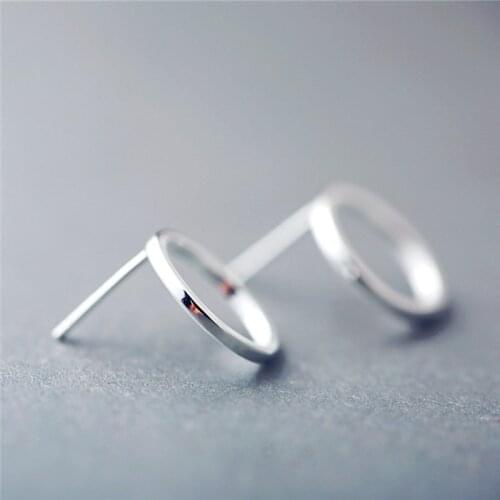 Minimalist top quality Hollow Geometric Circle Stud Earrings For Women Silver 925 Jewelry Oorbellen Simple Earring