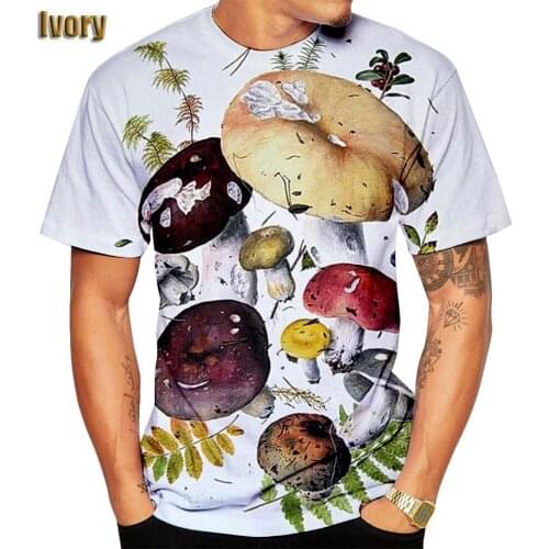New Listing Men/Womens 3D Printed Eat Mushrooms Camping Vintage Short Sleeve Streetwear Hipster T-Shirt