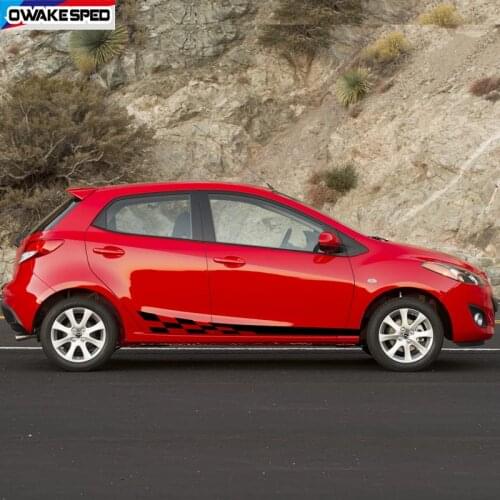 For Mazda 2 Car Door Side Skirt Sticker Sport Racing Stripes Auto Body Decor Vinyl Decals Both Side Accessories