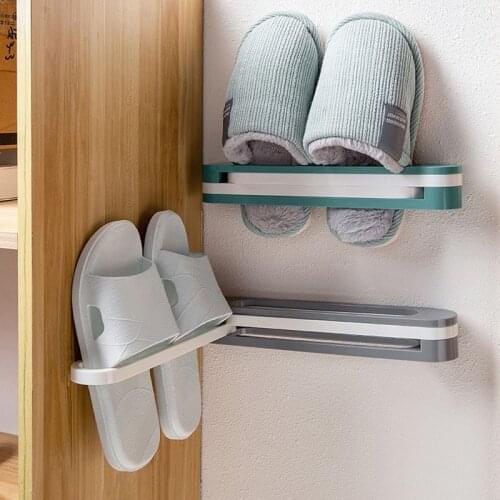 Slipper Shelf Wall-mounted Multifunctional Wall Hanging Shoe Organizer Save Space One Change Three Fold Self Adhesive Shoes Rack