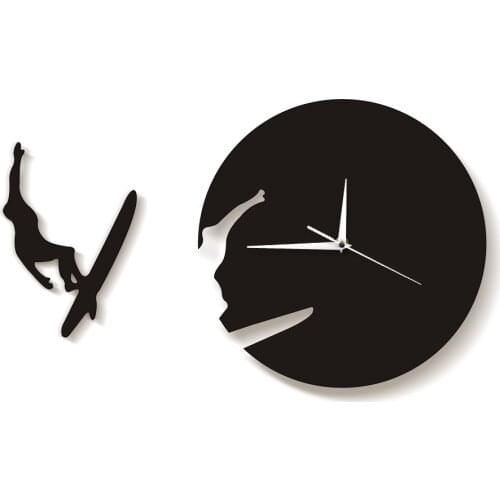 Surfing Time Wall Clock Modern Design Summer Time Wall Watch Home Decor Time Clock Surfing Lovers Avid Surfers Gift