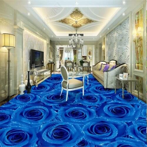 Beibehang wallpaper 3d on the wall Blue Rose Living Room Bedroom 3D Floor Tiles Mural wallpaper self adhesive baby wallpapers