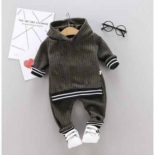 Toddler Clothing Infant Baby Boys Solid Long Sleeve Hoodie Tops Sweatsuit Pants Kids Outfit Set (1-4 Years)