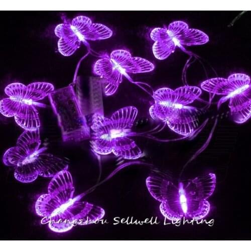GREAT!LED festival light christmas tree decoration coloured bulb 10 pcs purple butterfly battery lamp H141